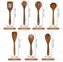 comfoyar Teak Wooden Spoons for Cooking, 7 Pieces Kitchen Cooking Utenails Set with Spatula and Ladle, Heat Resistant Kitchen Cookware for Nonstick Pan by CozyNest Decor