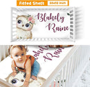Custom Crib Bedding Set - Owl Design Personalized Name Baby Nursery Bed 3 Pcs Set - Chic Soft Blanket with Dotted Backing, Sheet, Pillowcase for Newborn Girls Boys Gifts Color21 by TinyTreasures Baby Boutique