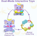 Baby Elephant Musical Stuffed Animals Toy with Light-Up Music & Crinkle Sound Paper,Infant Bilingual Early Learning Education Toys,Tummy Time Toys for 0-3-6-12+ Months Boy Girl, Purple by TinyTreasures Baby Boutique