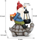Gnome and Turtle Garden Decor, Large Outdoor Garden Sculptures & Statues, Outside Patio Yard Lawn Decorations, Housewarming for Women, Mom, Grandma with Solar Lantern by CozyNest Decor