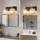 Modern Bathroom Vanity Light 2-Lights Black Gold Crystal Bathroom Wall Light Vanity Light Fixtures，12.59-inch Modern Minimalist Design by CozyNest Decor