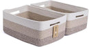 Large Storage Baskets for Shelves, Closet Organizers Bins for Clothes Blanket Towels, Baby Nursery, Toy Baskets Box, Woven Rope Baskets, 17 x 13 x 7.5”, 2 Packs Gradient Brown by CozyNest Decor