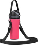 Neoprene Water Bottle Carrier Bag with Adjustable Shoulder Strap for Owala 24 OZ Tumbler, Insulated Water Bottle Cover for Owala FreeSip Insulated Water Bottle (Bright Pink, 24 OZ) by TinyTreasures Baby Boutique