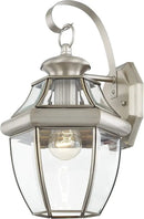 Livex Lighting 2151-91 Monterey 1 Light Outdoor Brushed Nickel Finish Solid Brass Wall Lantern with Clear Beveled Glass 13" x 8.5" x 8.25" by GreenHaven Gardens