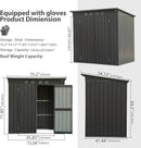 Domi Outdoor Storage Shed 6' x 4.5’, Metal Garden Shed with Galvanized Steel Frame for Bike, Tools, Lawn Mowers, Pool Toys, Outdoor Storage Cabinet with Lockable Door for Garden Lawn Patio (Dark Grey) by GreenHaven Gardens