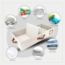 HOMELUX THEORY 2pc Under Bed Storage Containers, Bedroom Under the Bed Drawer Storage Organizer with Bins and Lids, Medium Underbed Clothes Storage Box Ideal for Blanket, Fabric, & Shoes (Ivory) by CozyNest Decor