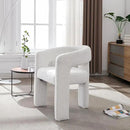 White Boucle Dining Chairs Set of 2, Modern Barrel Dining Room Chairs Upholstered Faux Fur Accent Chair with Arms and Round Back for Living Room Kitchen Armchair No Assembly Needed by CozyNest Decor