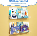 NIUBEE 24-Inch Acrylic Kids Floating Bookshelves, 2-Pack, Wall Mounted Clear Shelves for Kids' Growing Book Collections in Nurseries/Bedroom/Playrooms by TinyTreasures Baby Boutique