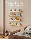 Nursery Book Shelves, 4-Pack Wood Floating Shelves for Wall Kids, Scalloped Shelves, Wall Book Shelves for Bedroom Kids, Toddler Room, Baby Room, Nursery Decor (Wood, 23 Inches) by TinyTreasures Baby Boutique