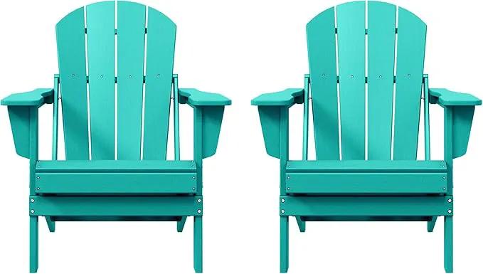 Westin Outdoors Laguna WO Home Furniture Adirondack Chair 2 PCS Set Outdoor Folding Patio Chair for Bon Fire Pit Garden Lawn Backyard Lounging Relaxing (Turquoise)