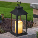 YAKii Hanging Glass Panes Lantern Portable Led Candle Light Operated by 3AAA Battery Use for Garden Yard, Indoor & Christmas Day Decoration etc (Black 2PCS) by CozyNest Decor