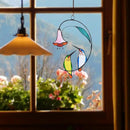 Lolitarcrafts Hummingbird with Flower Stained Glass Suncatcher Bird Stained Glass Window Hangings Hummingbird Gift for Home Decor (Green and Blue) by GreenHaven Gardens