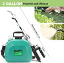 Battery Powered Sprayer 2 Gallon, Upgrade Powerful Electric Garden Sprayer with 3 Mist Nozzles, Rechargeable Handle, Retractable Wand, Adjustable Shoulder Strap for Lawn,Garden,Cleaning by GreenHaven Gardens