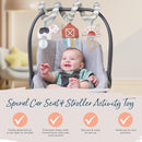 Itzy Ritzy Spiral Car Seat & Stroller Activity Toy - Stroller & Car Seat Toys for Ages 0 Months and Up - Hanging Toys Include Dangling Ring, Mirror and Textured Ribbons (Farm) by TinyTreasures Baby Boutique