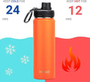 DRINCO Stainless Steel Water Bottle Spout Lid Vacuum Insulated Double Wall Water Bottle Wide Mouth (40oz 32oz 22oz 18oz 14oz) Leak Proof Keep Cold Sport Camping Hiking (22 oz, 22oz Orange) by CozyNest Decor