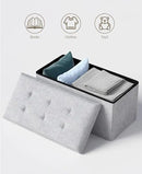 Storage Ottoman Bench, Folding Ottoman Foot Rest, 15 x 30 x 15 Inches, End of Bed Bench, Storage Chest, for Living Room, Bedroom, Hallway, Entryway, Light Gray by CozyNest Decor