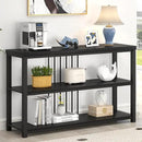 FOLUBAN Entryway Table, Modern Sofa Console Table with 3 Tier Storage Shelf for Living Room Hallway Foyer, Industrial Black Oak by CozyNest Decor