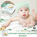 Sleeping Bear Monthly Baby Milestone Blanket Bear Star Balloon Flannel Blanket Boy Newborn Infant Swaddle Growth Chart Baby with Frame for Boys Girls Nursery (Green) by TinyTreasures Baby Boutique