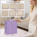 AKOZLIN 6-Tier Jewelry Box Organizer Functional 5 Drawers Leather Jewelry Storage Case for Women Girls Ring Necklace Earring Bracelet Holder Organizer with Mirror Violet by TinyTreasures Baby Boutique