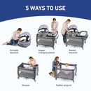 Graco Pack n Play Dome LX Playard with Baby Bassinet, Lightweight Portable Crib, Push-Button Fold Travel Crib, Redmond, Convertible by TinyTreasures Baby Boutique