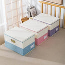 PRANDOM Collapsible Storage Bin with Lid [3-Pack] Fabric Foldable Storage Box Organizer Container Basket Cube with Cover for Home Bedroom Closet Office Nursery Blue&Cream(14.9x9.8x9.8) by CozyNest Decor
