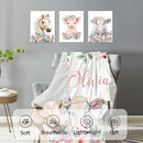 Personalized Nursery Crib Bedding Set: Custom Name Pink Floral 5 Piece Baby Crib Sets with Horse Pattern - Toddler Double Layer Blanket Set, Comfortable Crib Bed Sheets for Baby Grils by TinyTreasures Baby Boutique