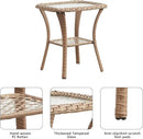 Patio Tables Wicker Side Table - Rattan Coffee Tables with Glass Top End Table for Outdoor Outside Patio Porch Square Yellow by GreenHaven Gardens