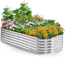 Quictent Raised Garden Bed Kit Oval Galvanized Metal Planter Box Tall for Vegetables Outdoor Backyard, Rubber Strip Edging Included, Silver 6x3x1.5 ft by GreenHaven Gardens