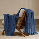 PHF 100% Cotton Waffle Weave Throw Blanket, Soft Lightweight Breathable Cozy Summer Throws for Couch Bed Sofa, Luxury Aesthetic Woven Blanket for Home Decor & Office, 50"x60", Bright Navy by CozyNest Decor