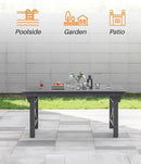 HDPE Outdoor Dining Table, 66.9” Rectangle Patio Dining Table for 6, All-Weather HDPE Outdoor Table with 2.2” Umbrella Hole, HDPE Patio Furniture for Deck, Backyard, Garden, Pool, Smoke Gray by CozyNest Decor