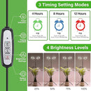 LORDEM Grow Light for Indoor Plants, Dual-Head Plant Light for Plants Growing, Full Spectrum Growth Lamp with Auto Timer for 4/8/12H, 4 Dimmable Levels, 144 LEDs, Height Adjustable Stand 24.4"- 67" by GreenHaven Gardens