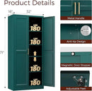 71" Metal Pantry Cabinet, Tall Kitchen Pantry Storage Cabinet with 4 Adjustable Shelves and Gold Handles, Green Cupboard for Kitchen, Dining Room, Living Room by CozyNest Decor