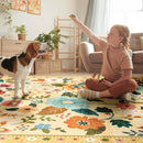 Floral 8x10 Area Rug Machine Washable Soft Print Boho Carpet Non Slip Doormat Low Pile Flower Area Rugs for Living Room Bedroom Nursery Kitchen Dining Room Indoor-Ivory/Yellow by TinyTreasures Baby Boutique