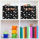 Storage Basket Bin Halloween Ghost and Bat Organizer Basket Collapsible Shelf Basket Cube with handle for Nursery Bedroom Bathroom (white 26) by TinyTreasures Baby Boutique