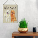 Qious Welcome Sign Gift Farmhouse Welcome Golden Retriever Wooden Hanging Sign Plaque Modern Wall Art Decor for Home Decoration 10 x 8 Inches by CozyNest Decor