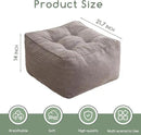 HIGOGOGO Square Stuffed Pouf Ottoman, Corduroy Poufs with Foam Chunk Filling, Furry and Fluffy Pouf Foot Stool Storage Ottoman, 21 X 21 Floor Poufs Foot Rest for Living Room, Grey by CozyNest Decor
