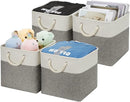 DULLEMELO Cube Storage Bins Set of 4 Fabric Storage Cubes Organizer Bin with Handles, Collapsible 12 Inch Cube Storage Baskets for Organizing, Closet, Shelf, Nursery (White&Grey) by TinyTreasures Baby Boutique