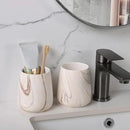 2Pcs Toothbrush Holder for Bathroom - Marble Brown Ceramic Tooth Brushing Holders Set, Toothbrush Cup & Toothpaste Organizer for Bathroom Countertop, Makeup Brush Holder, Pen Holder for Home Storage by CozyNest Decor