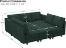 Belffin Corduroy Modular Sectional Sofa 9 Seat Convertible Sectional Sleeper Sofa Bed with Storage Ottomans Modular Sectional Couch Bed for Living Room Green by CozyNest Decor