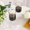 Ciaell 12 Pack Plastic Wine Glasses - 14 Oz Plastic Wine Glasses with Stem - Square Gold Disposable Stemmed Glass for Parties & Weddings & Outdoors & Thanksgiving by CozyNest Decor