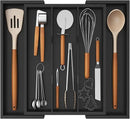 Lifewit Utensil Organizer for Kitchen Drawer, Expandable Cooking Utensil Tray, Bamboo Cutlery Silverware Flatware Holder, Adjustable Spatula Tools and Gadgets Storage Divider, Large, Black by CozyNest Decor