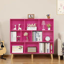 LEYAOYAO 10 Cube Bookshelf,3 Tier Modern Wide Bookcase with Legs,Mid-Century Wood Bookshelves Storage，Pink Large Book Case,Freestanding Organizer Display Shelf for Bedroom,Living Room,Office by CozyNest Decor