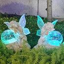 Fairy Garden Statue ，Solar Garden Decor ，Fairy Statue Outdoor with Glass Ball ，Waterproof Outdoor Decor，Suitable for Yard, Lawn ，Ideal for Holiday Giving (Left) by CozyNest Decor