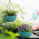 13 inch Large Hanging Planters Plant Pots for Outdoor Indoor Plants with Drainage Holes and Chain, 2 Pack Round Hanging Flower Pots for Garden Home Porch Decor, Blue Green by GreenHaven Gardens