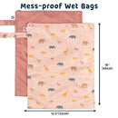 Tiny Twinkle Mess proof Waterproof Wet Dry Bag,2pk Reusable Wet Bags for Swimsuits&Baby Clothes,Leakproof Wet Bag,Waterproof Bag for Travel&Diaper bag,Wet Bags for Baby (Petite Safari) by TinyTreasures Baby Boutique