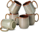 Hasense 12 oz Coffee Mugs, Ceramic Coffee Cups Set of 6, Stoneware Latte Mug with Large Handle for Coffee, Tea, Milk and Chocolate, Easy Hold & Clean, Dishwasher & Microwave Safe, Light Grey by CozyNest Decor