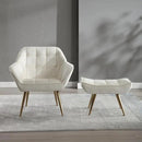 Modern Velvet Accent Chair with Ottoman Set of 2, Upholstered Lounge Chair with Footrest, Comfy Living Room Chair with Gold Legs Accent Side Chair Armchair for Small Space Bedroom, Beige by CozyNest Decor