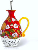Hand-Painted Ceramic Olive Oil Dispenser Bottle – 40oz Decorative Stoneware Cruet with Stainless Steel Pour Spout – Elegant Kitchen Oil & Vinegar Container, Ideal for Coffee Syrups & More by CozyNest Decor