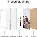 11x14 Picture Frame Set of 4, 11 x 14 Wood Photo Frames with Mat for 8x10, Rustic Natural Wooden Frame with Real Glass Cover for Wall and Tabletop Display,Distressed White by CozyNest Decor