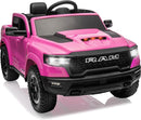 Licensed Ram 1500 12V Ride on Toys, Kids Ride on Car with Remote Control, Electric Vehicle for Toddler with Smooth Start, Pickup Truck Bed Storage, Spring Suspension, Aux Port (Pink) by TinyTreasures Baby Boutique